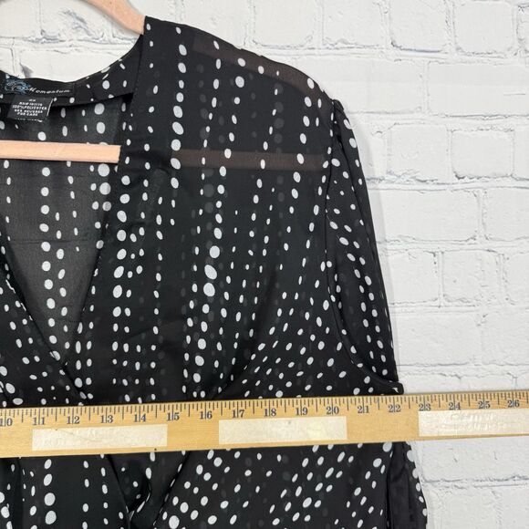 Momentum Sheer Cropped Blouse Women Plus Size 2x Black White Dots Whimsygoth - Picture 8 of 10